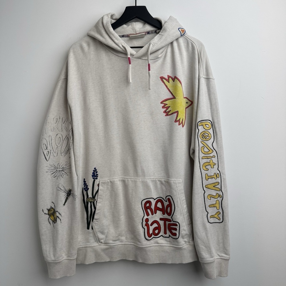 Scotch & Soda Hoodie Mens XXL Off White Sweatshirt Forever Summer Graphic Y2K